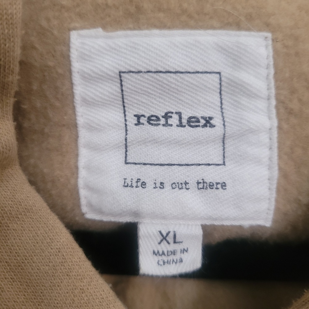 Reflex Women's Beige Cropped Zip Up Hoodie‎ Puff Sleeve "Life is Out There" - Picture 3 of 12